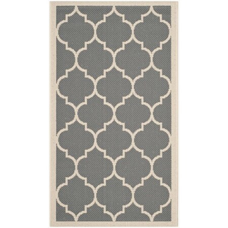 Safavieh 2 Ft. X 3 Ft. -7 In. Accent Indoor-Outdoor Courtyard- Anthracite And Beige- Machine Made Rug CY6914-246-2